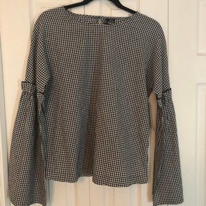 Flare Sleeve Gingham Top